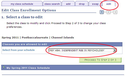 Edit Enrollment Units Step 1